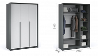Шкаф 3-х дверный Мишель с порталом (Антрацит/Белый жемчуг)
