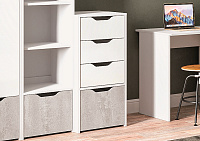 Комод Мико МК24.4 (Белый/Белый глянец/Бетон)