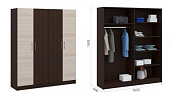 Шкаф 4-х дверный Алёна без зеркал (Венге/Дуб молочный)