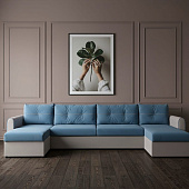 Угловой диван-кровать Амур ДУ комплектация 6 (Романо скай/Романо мокко) РАСПРОДАЖА